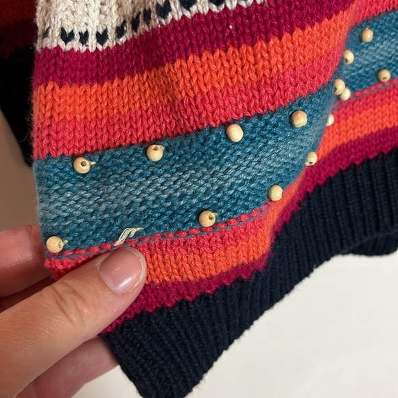 Russ Sport Company Sweater Cardigan Medium Grandma Coastal Boho Western Beaded - Picture 8 of 9